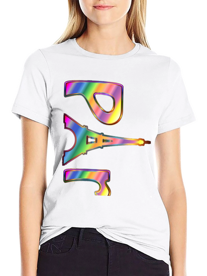 Paris Eiffel Tower Rainbow Graphic T-Shirt