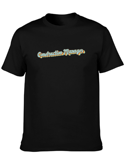 Construction Manager Retro Style Black T-Shirt