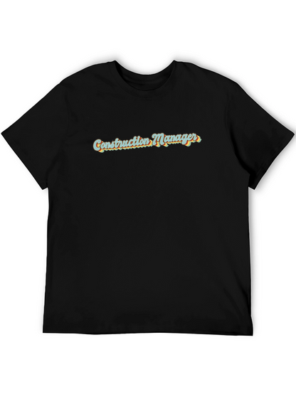Construction Manager Retro Style Black T-Shirt