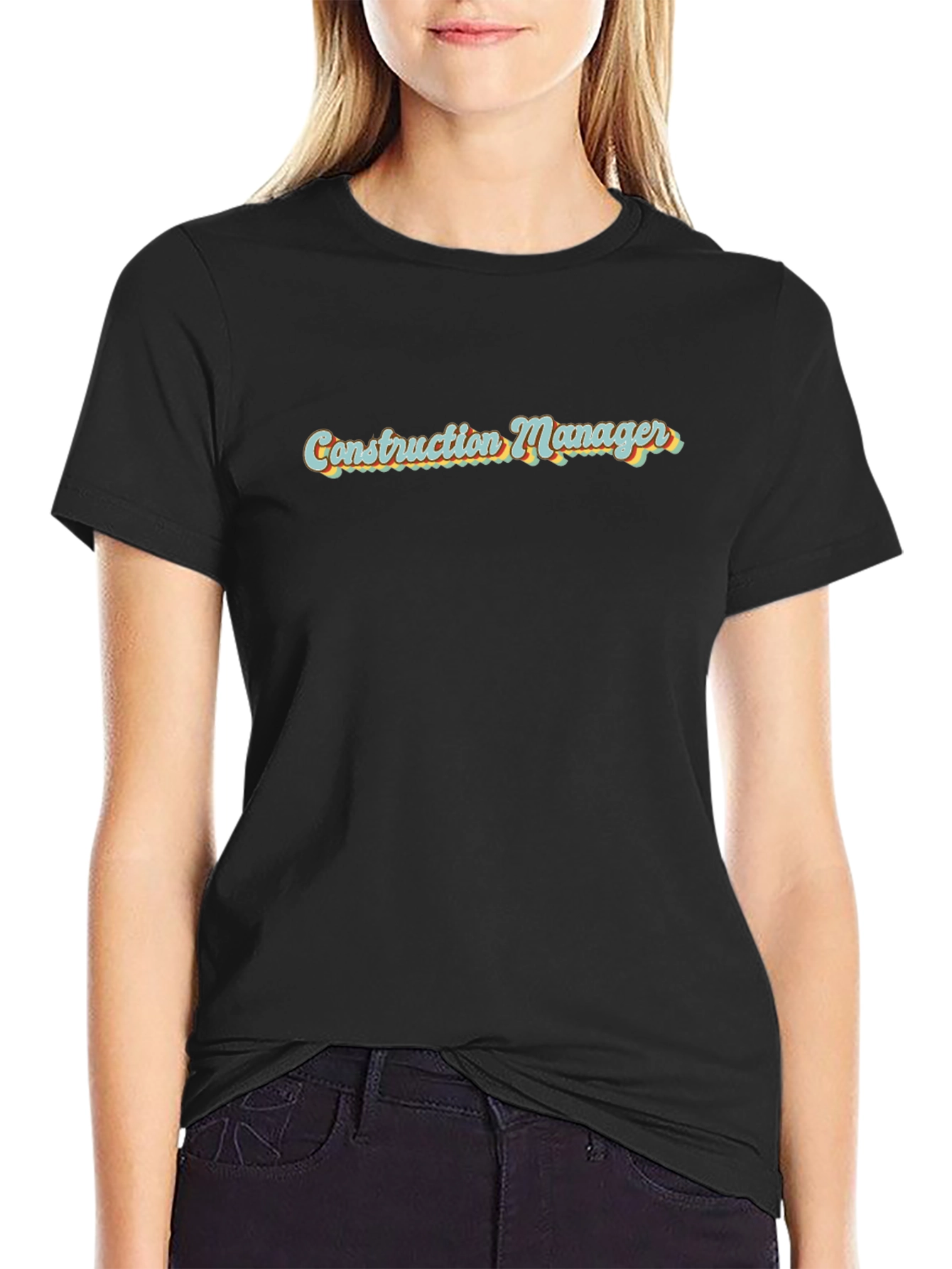 Construction Manager Retro Style Black T-Shirt