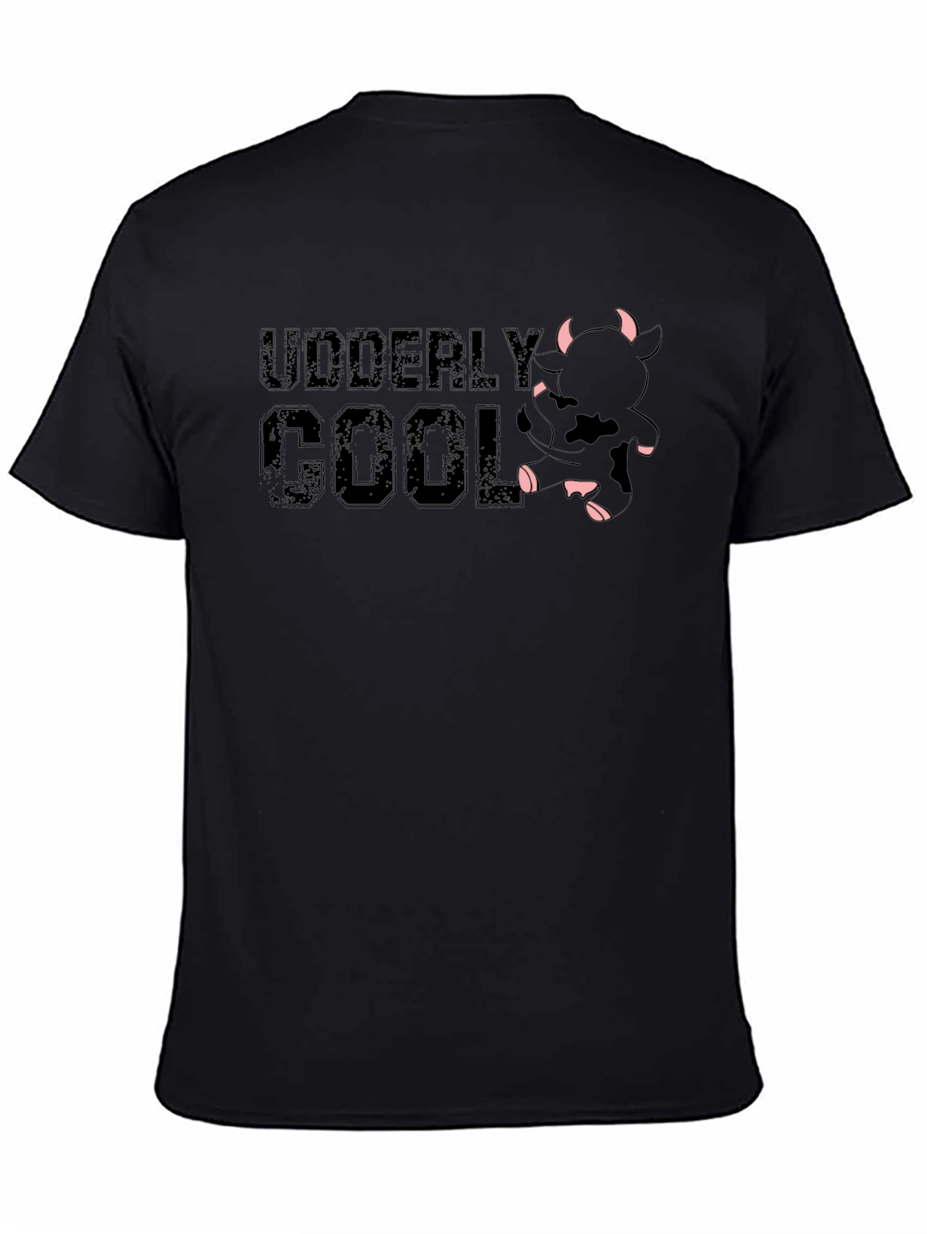 Udderly Cool Black T-Shirt - Novelty Cow Design