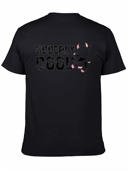 Udderly Cool Black T-Shirt - Novelty Cow Design