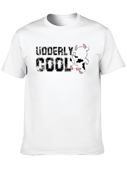 Udderly Cool Black T-Shirt - Novelty Cow Design