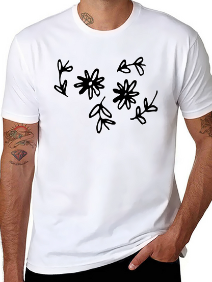 Floral Black Graphic Tee - Casual Style