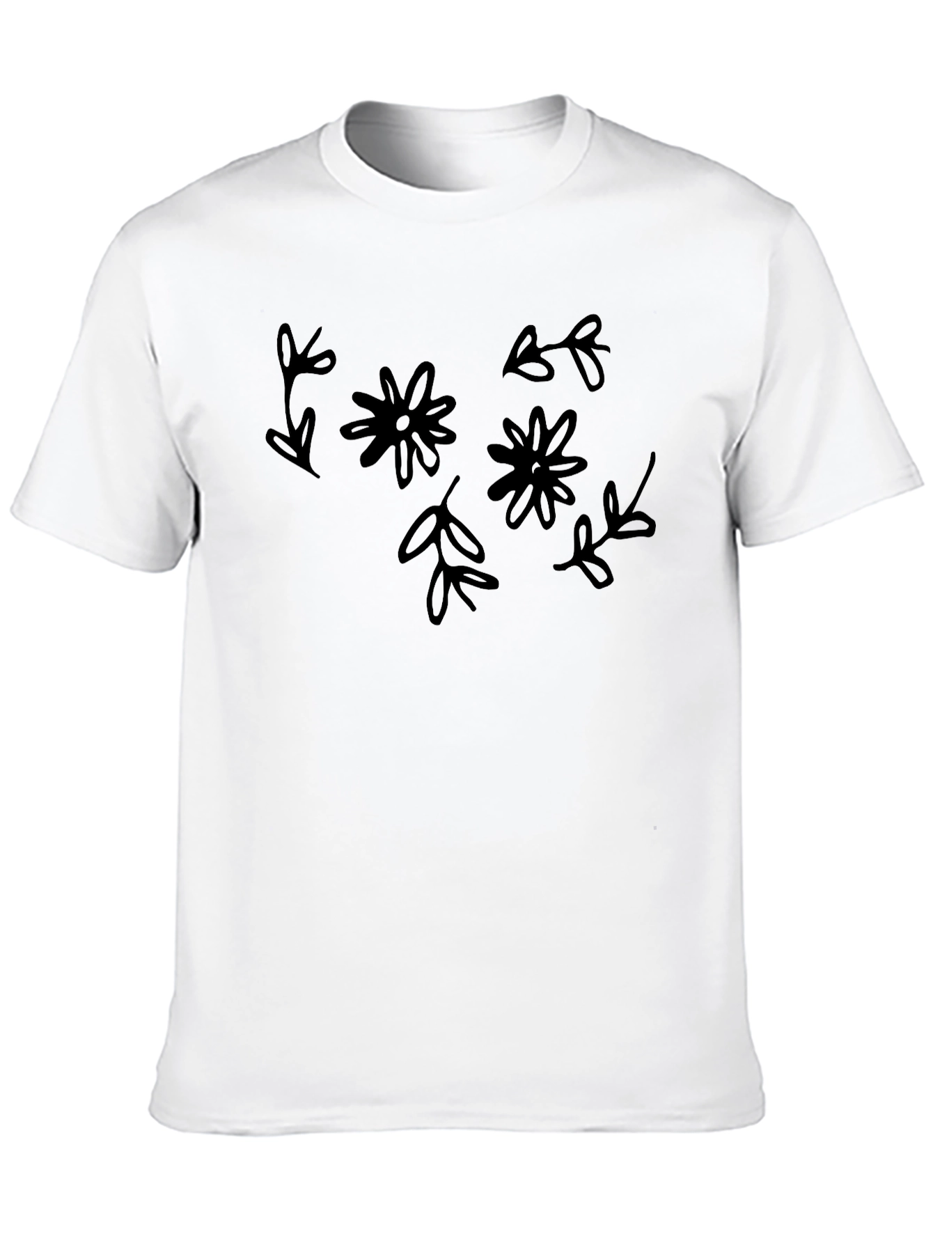 Floral Black Graphic Tee - Casual Style