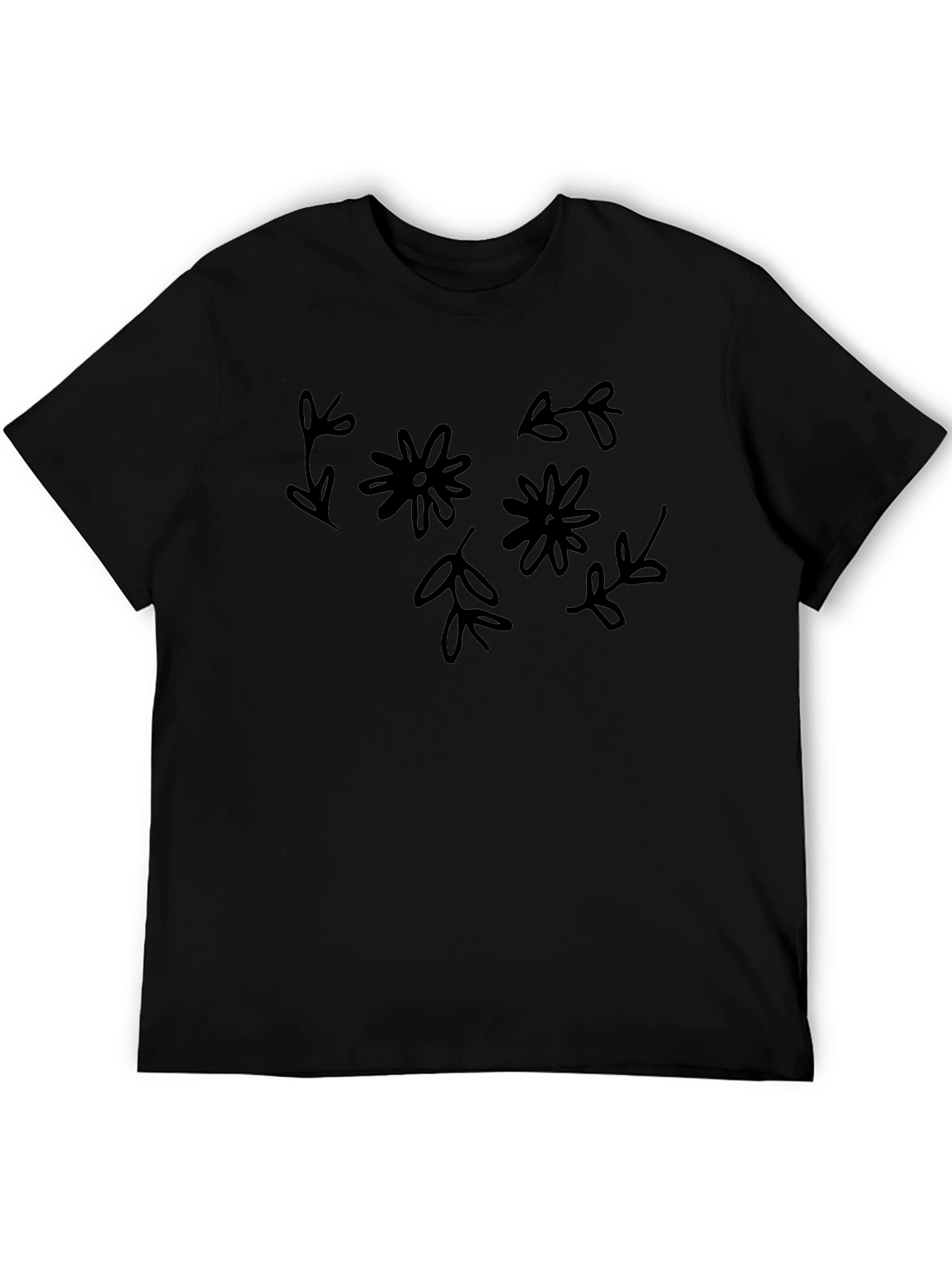 Floral Black Graphic Tee - Casual Style