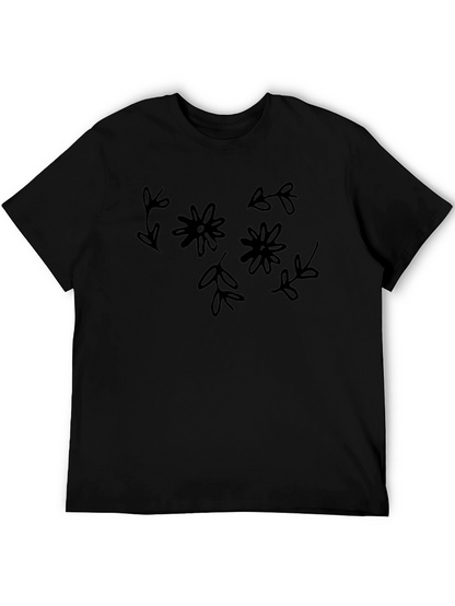 Floral Black Graphic Tee - Casual Style