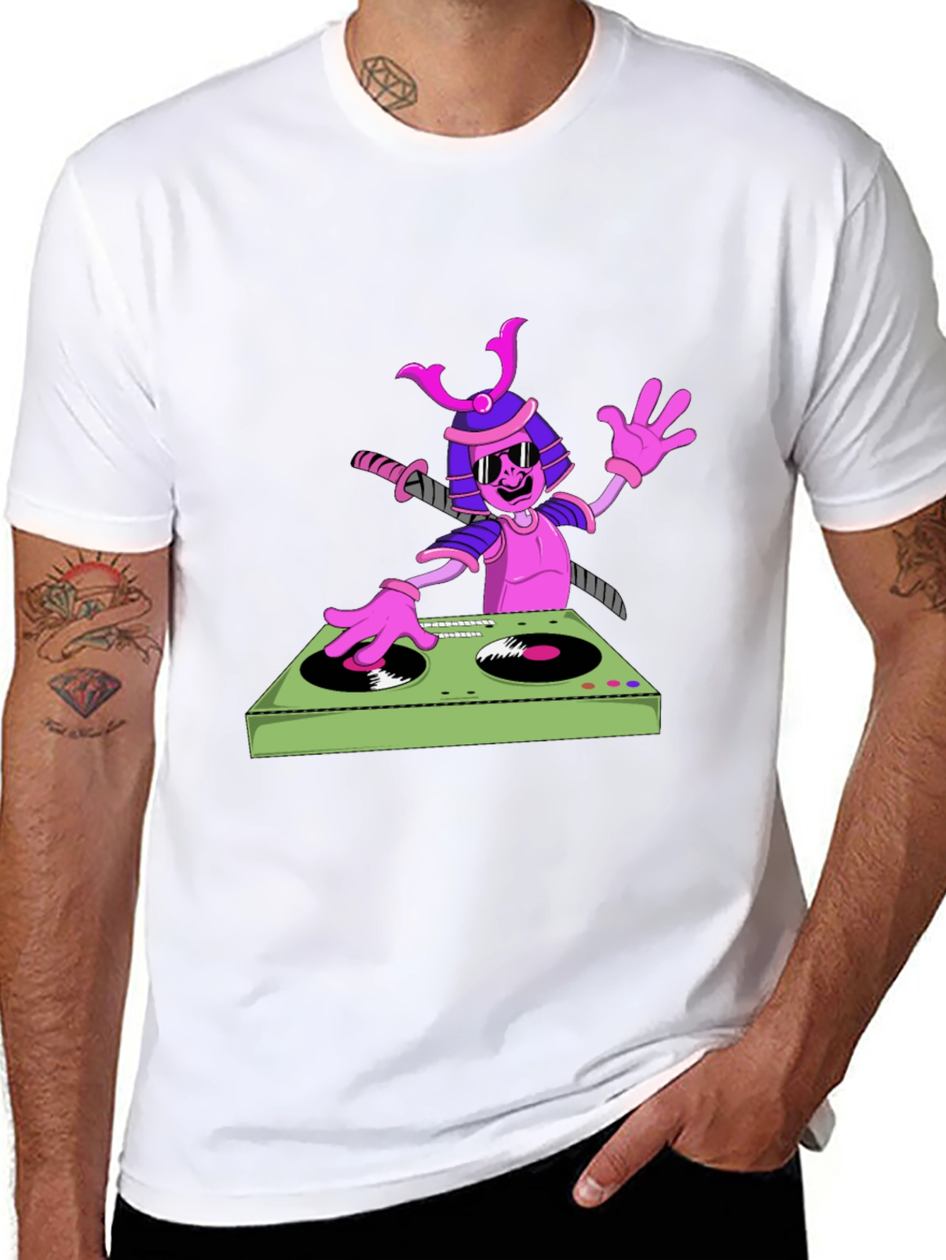 Samurai DJ Graphic T-Shirt - Cool and Unique!