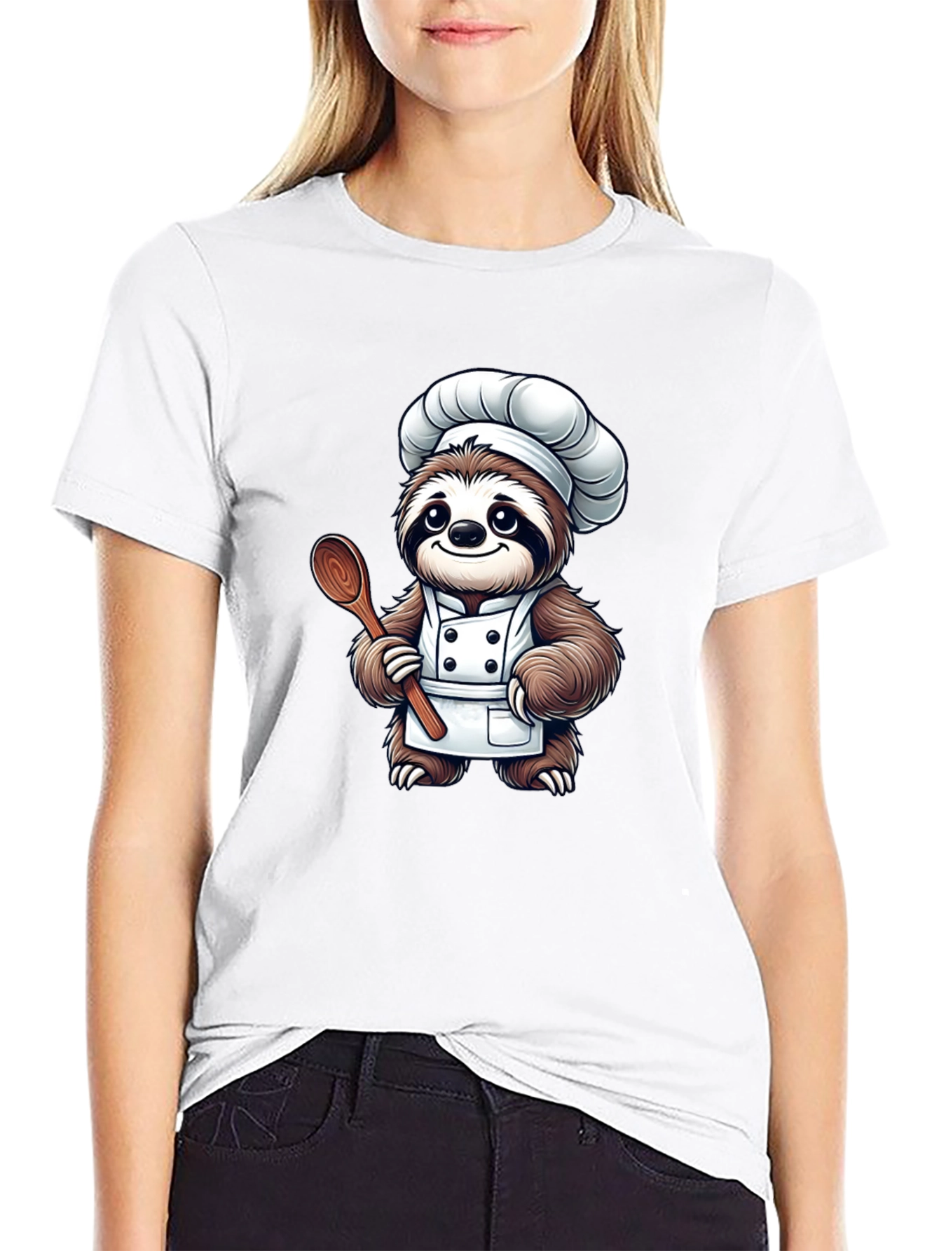 Chef Sloth T-Shirt - Cartoon Foodie Tee