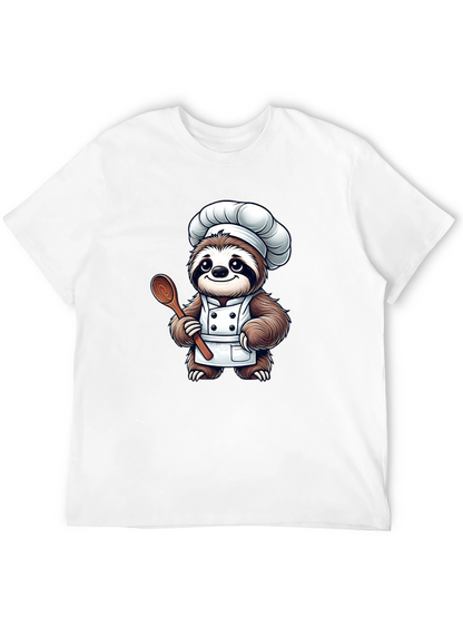 Chef Sloth T-Shirt - Cartoon Foodie Tee