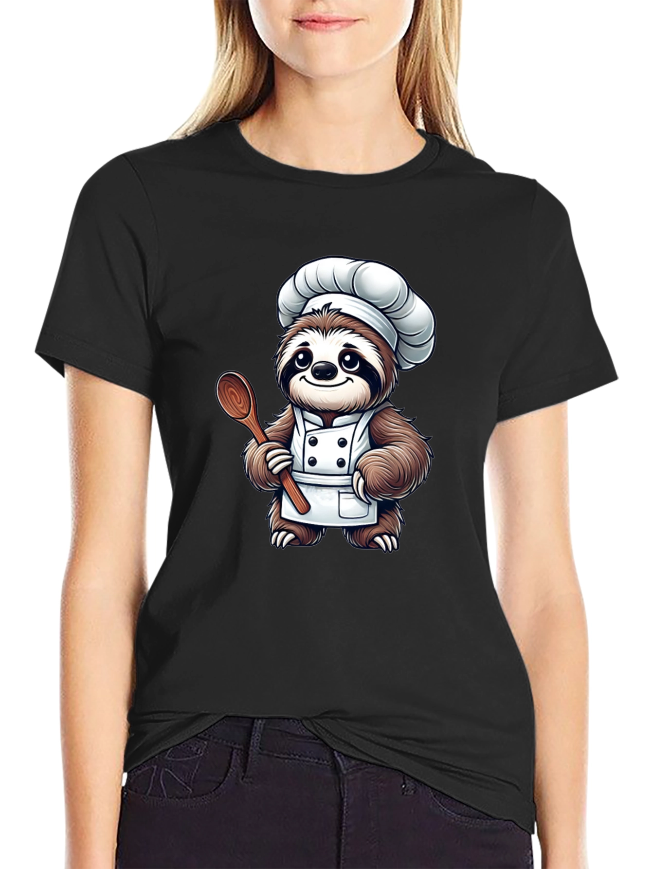Chef Sloth T-Shirt - Cartoon Foodie Tee