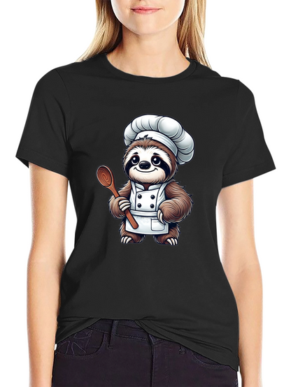 Chef Sloth T-Shirt - Cartoon Foodie Tee