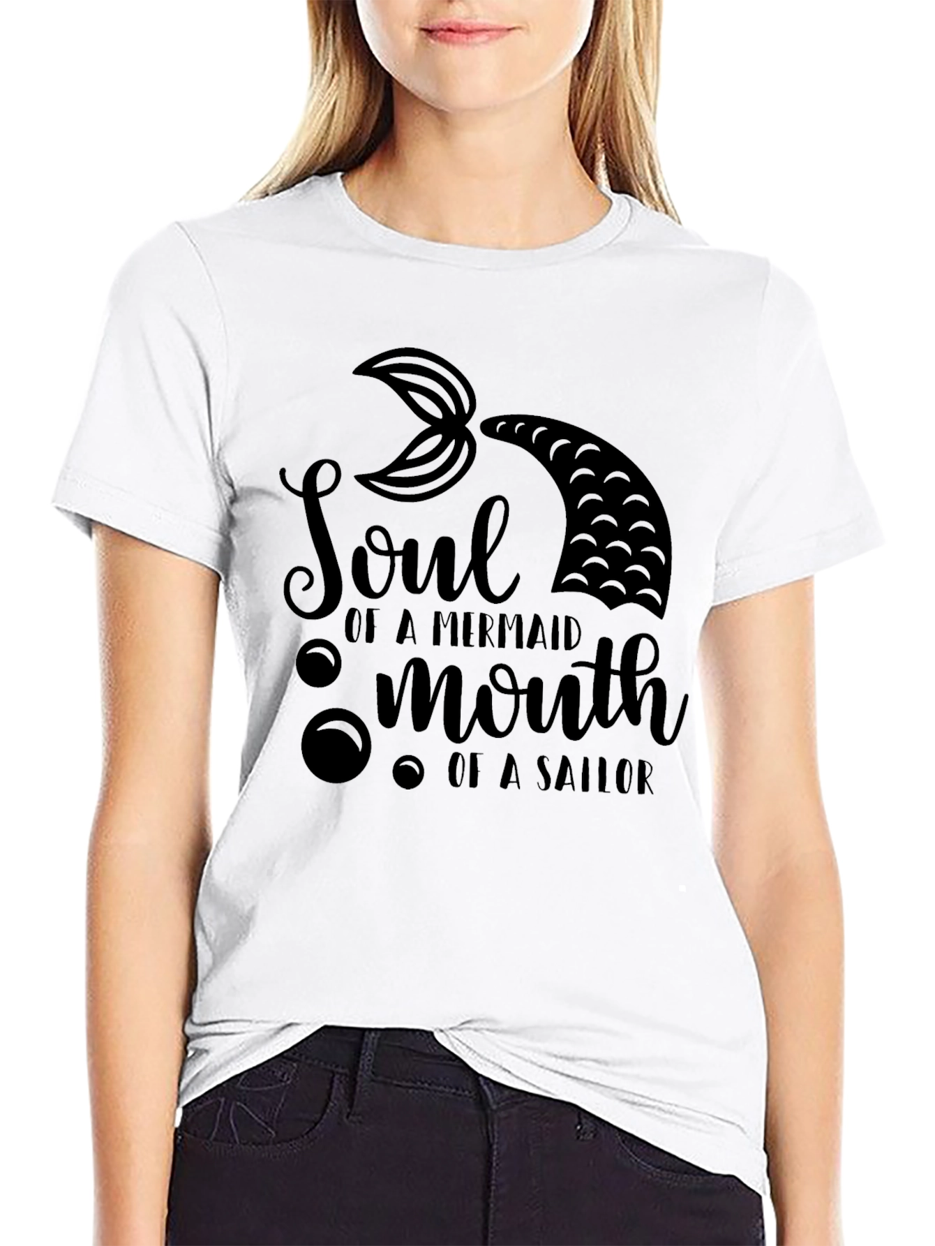 Mermaid Soul Sailor Mouth Black T-Shirt