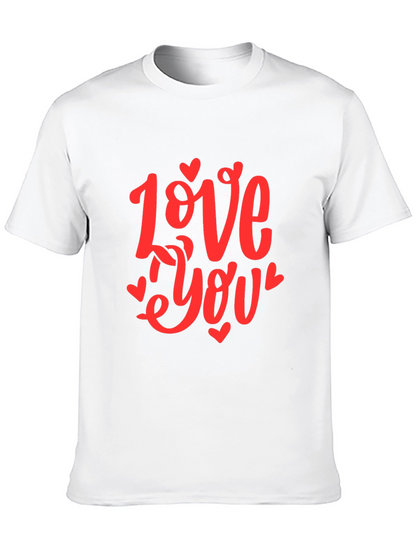 Love You Graphic Black T-Shirt - Valentines Day