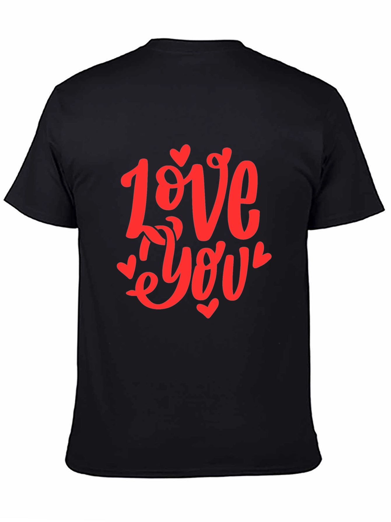 Love You Graphic Black T-Shirt - Valentines Day