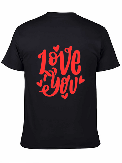 Love You Graphic Black T-Shirt - Valentines Day