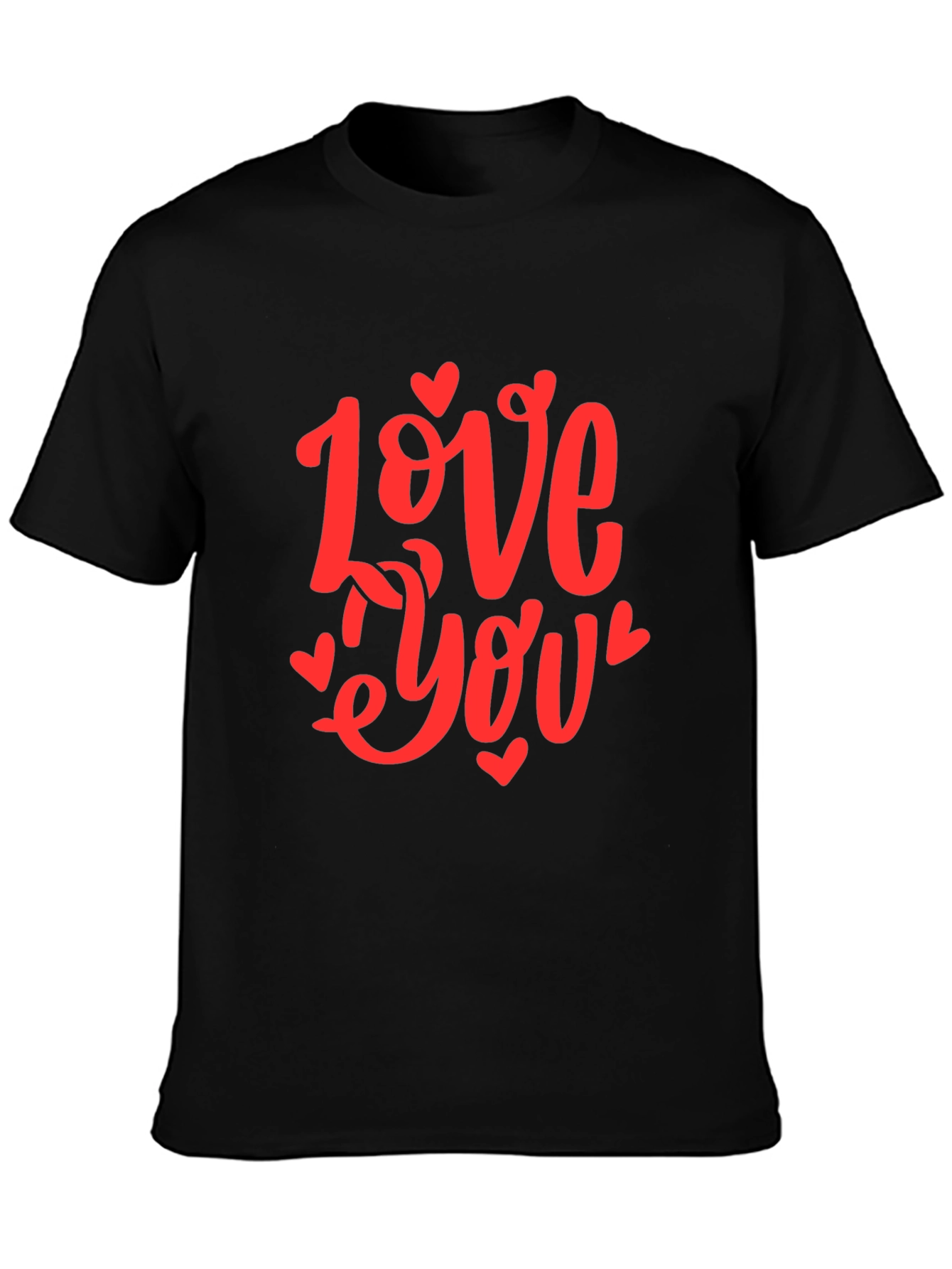 Love You Graphic Black T-Shirt - Valentines Day