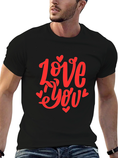 Love You Graphic Black T-Shirt - Valentines Day