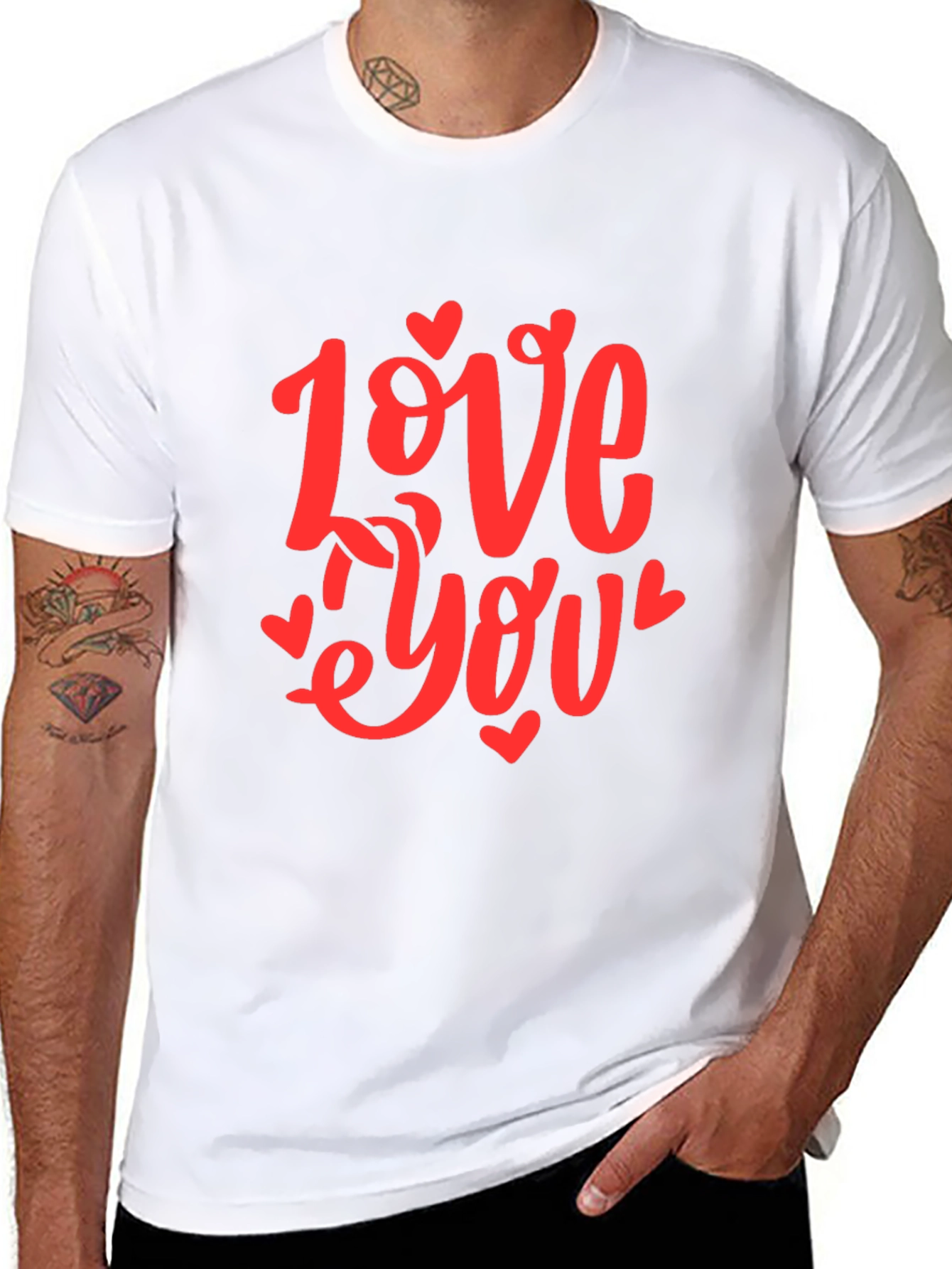 Love You Graphic Black T-Shirt - Valentines Day
