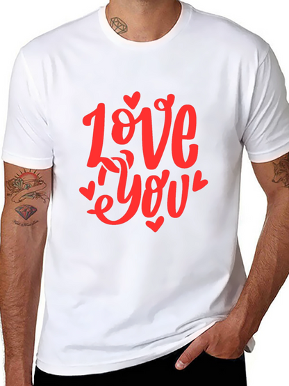 Love You Graphic Black T-Shirt - Valentines Day