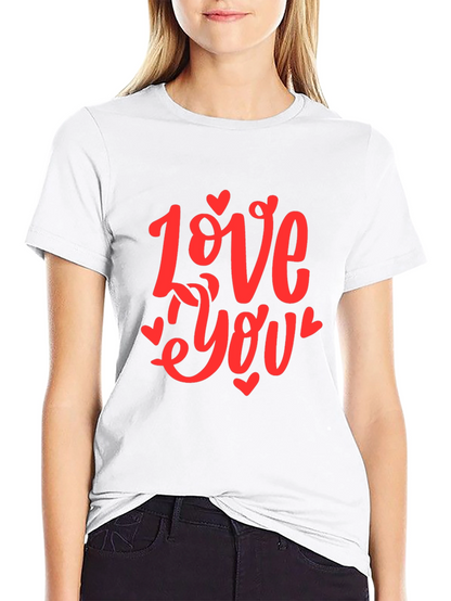 Love You Graphic Black T-Shirt - Valentines Day