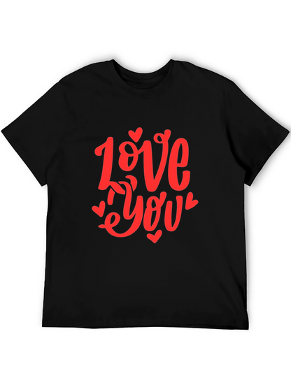Love You Graphic Black T-Shirt - Valentines Day