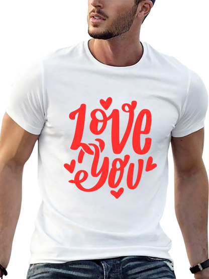 Love You Graphic Black T-Shirt - Valentines Day