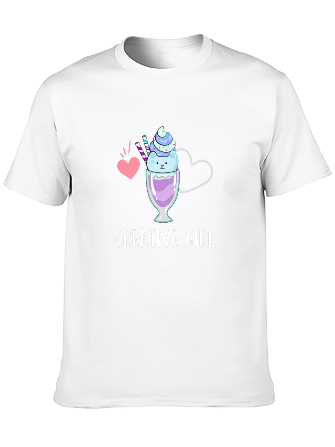 Creative Girl Black T-Shirt - Cute Design