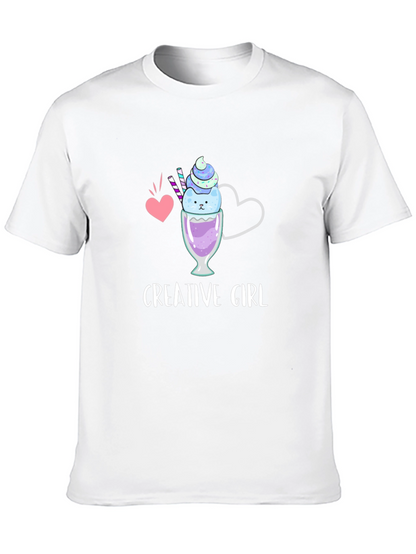 Creative Girl Black T-Shirt - Cute Design