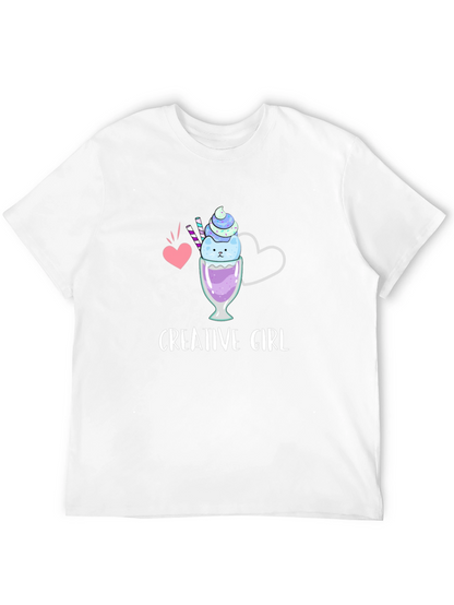 Creative Girl Black T-Shirt - Cute Design