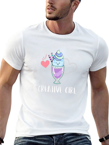 Creative Girl Black T-Shirt - Cute Design