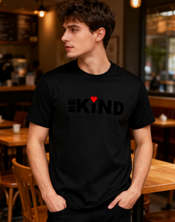 Be Kind Heart Graphic T-Shirt - 100% Cotton, Kindness-Driven Tee for Daily Life & Community Events