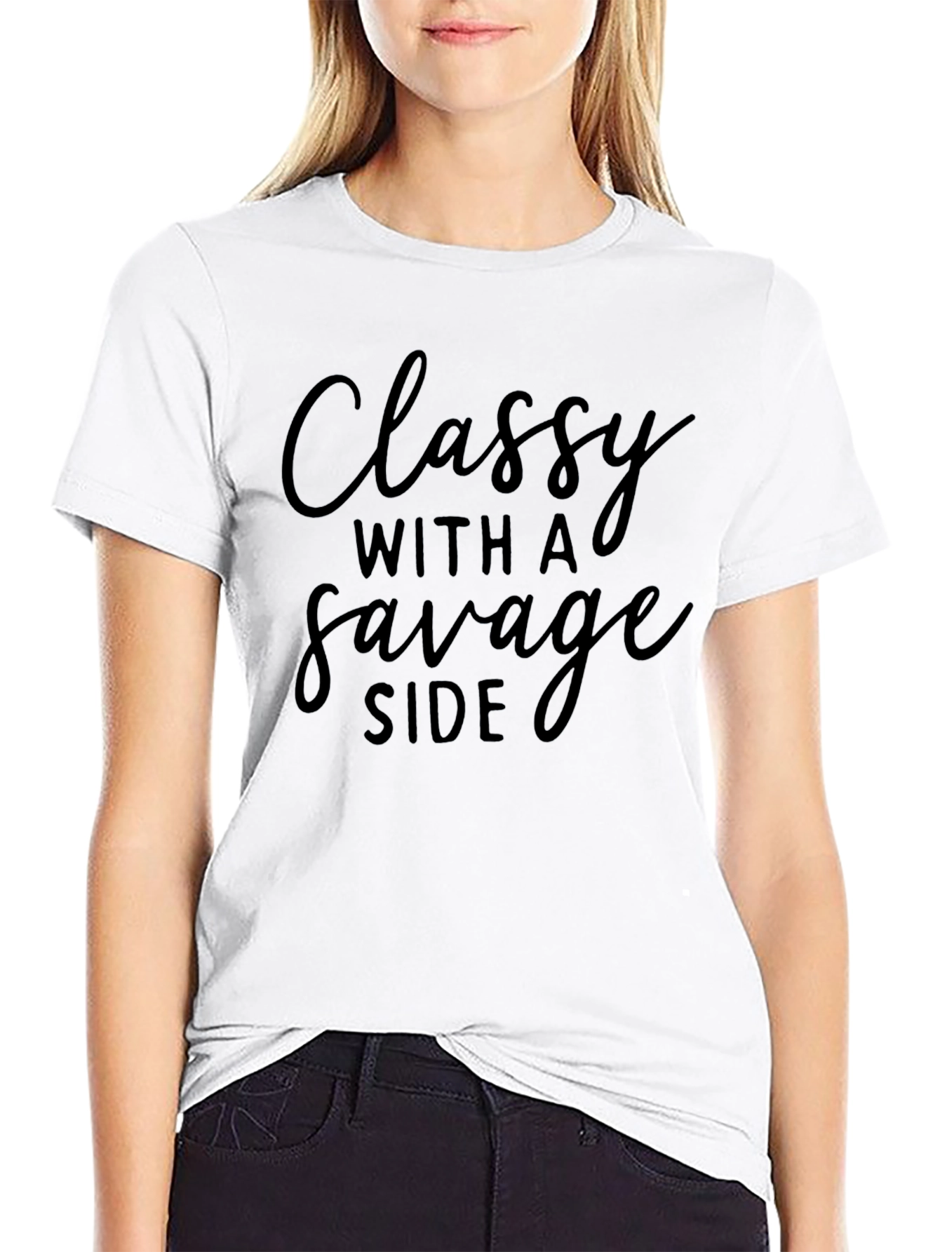 Classy With a Savage Side Black Graphic T-Shirt