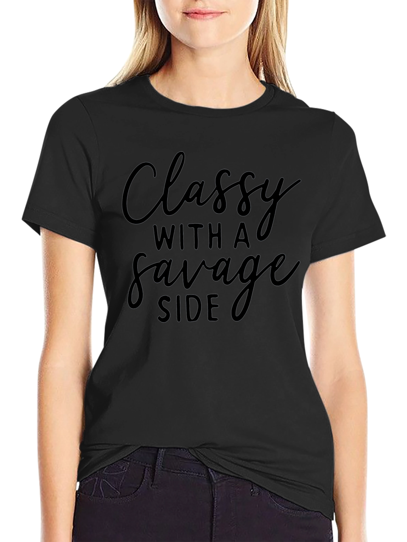 Classy With a Savage Side Black Graphic T-Shirt