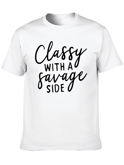 Classy With a Savage Side Black Graphic T-Shirt