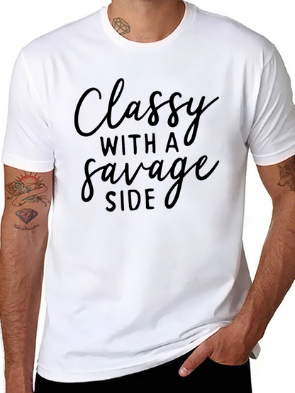 Classy With a Savage Side Black Graphic T-Shirt