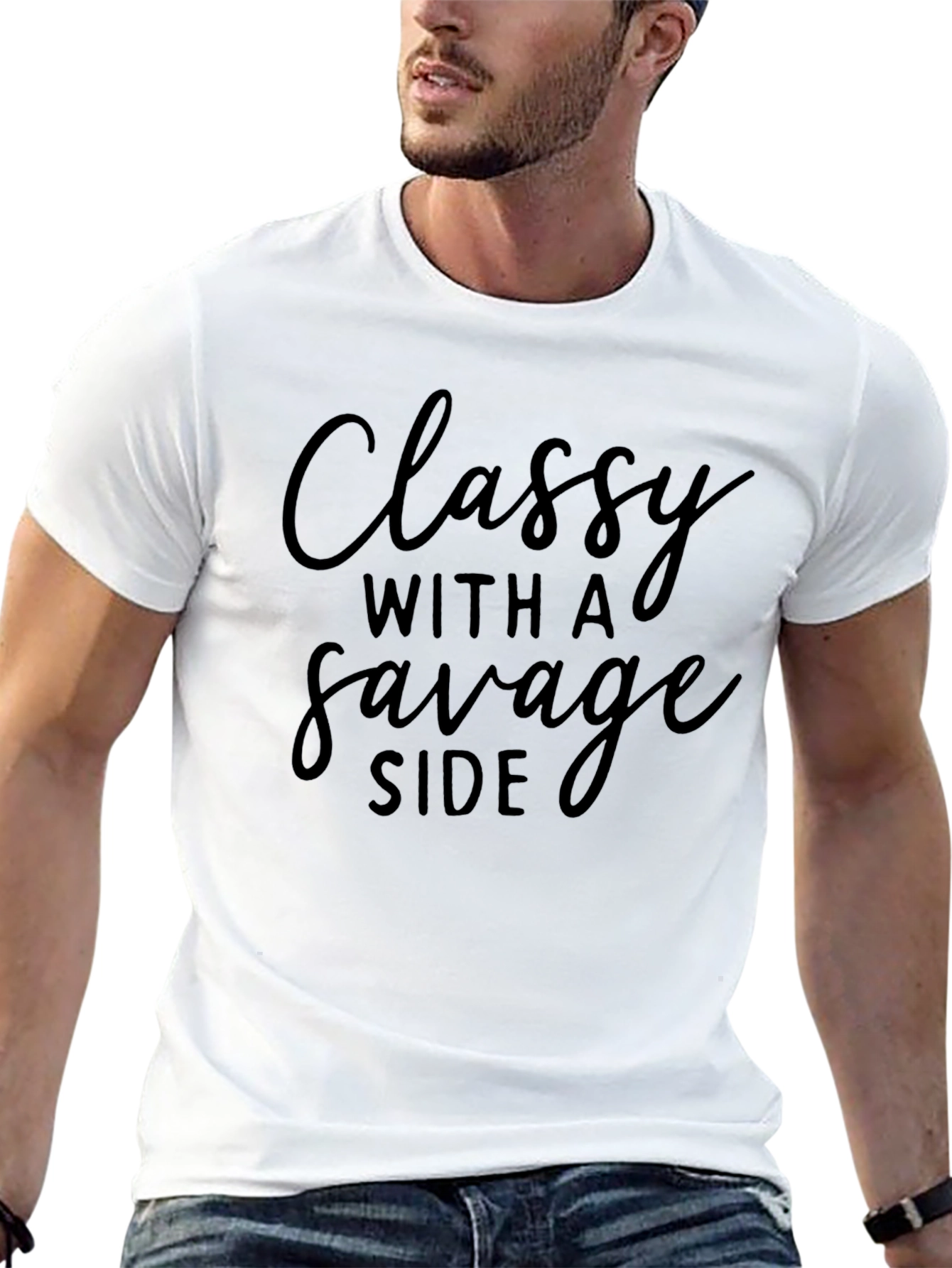 Classy With a Savage Side Black Graphic T-Shirt