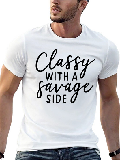 Classy With a Savage Side Black Graphic T-Shirt