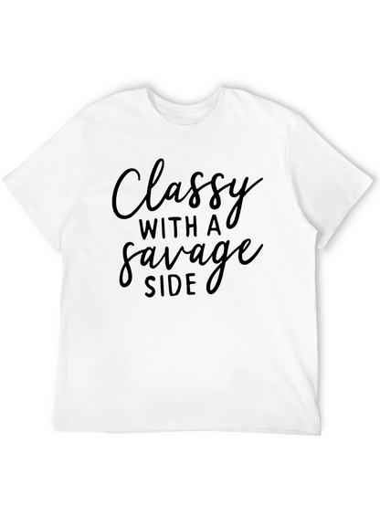 Classy With a Savage Side Black Graphic T-Shirt