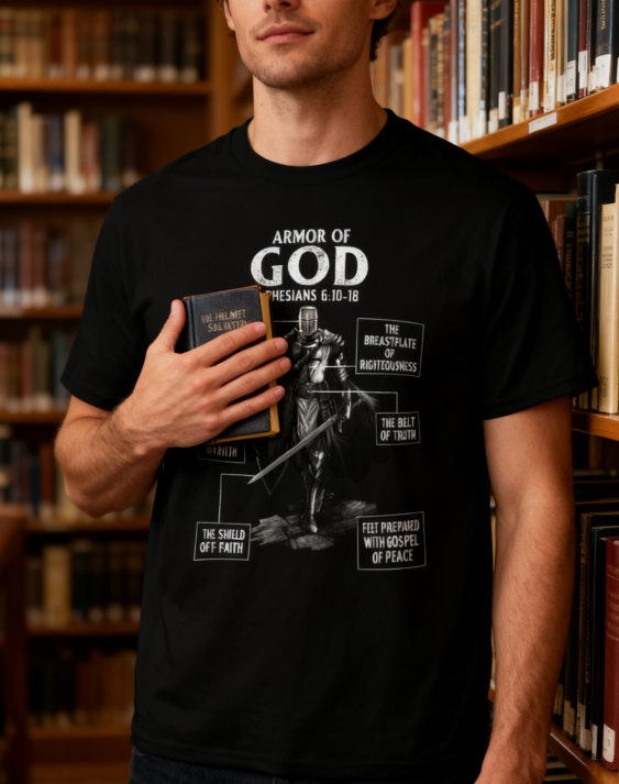 Armor of God Ephesians 6:10-18 Christian T-Shirt - 100% Cotton, Faith-Inspired Tee for Daily Wear & Religious Gatherings