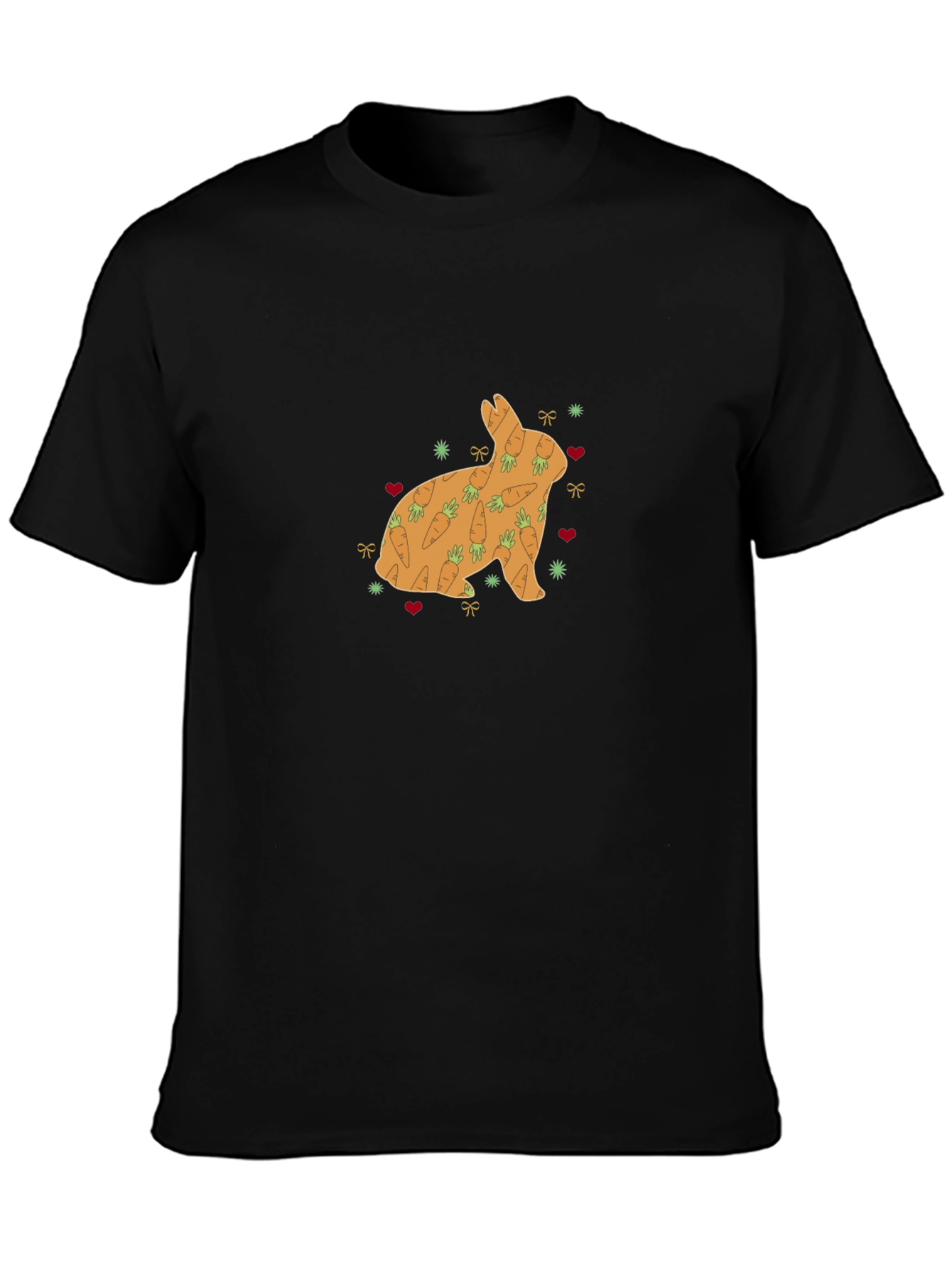 Bunny Carrots Graphic Tee - Black Cotton Blend