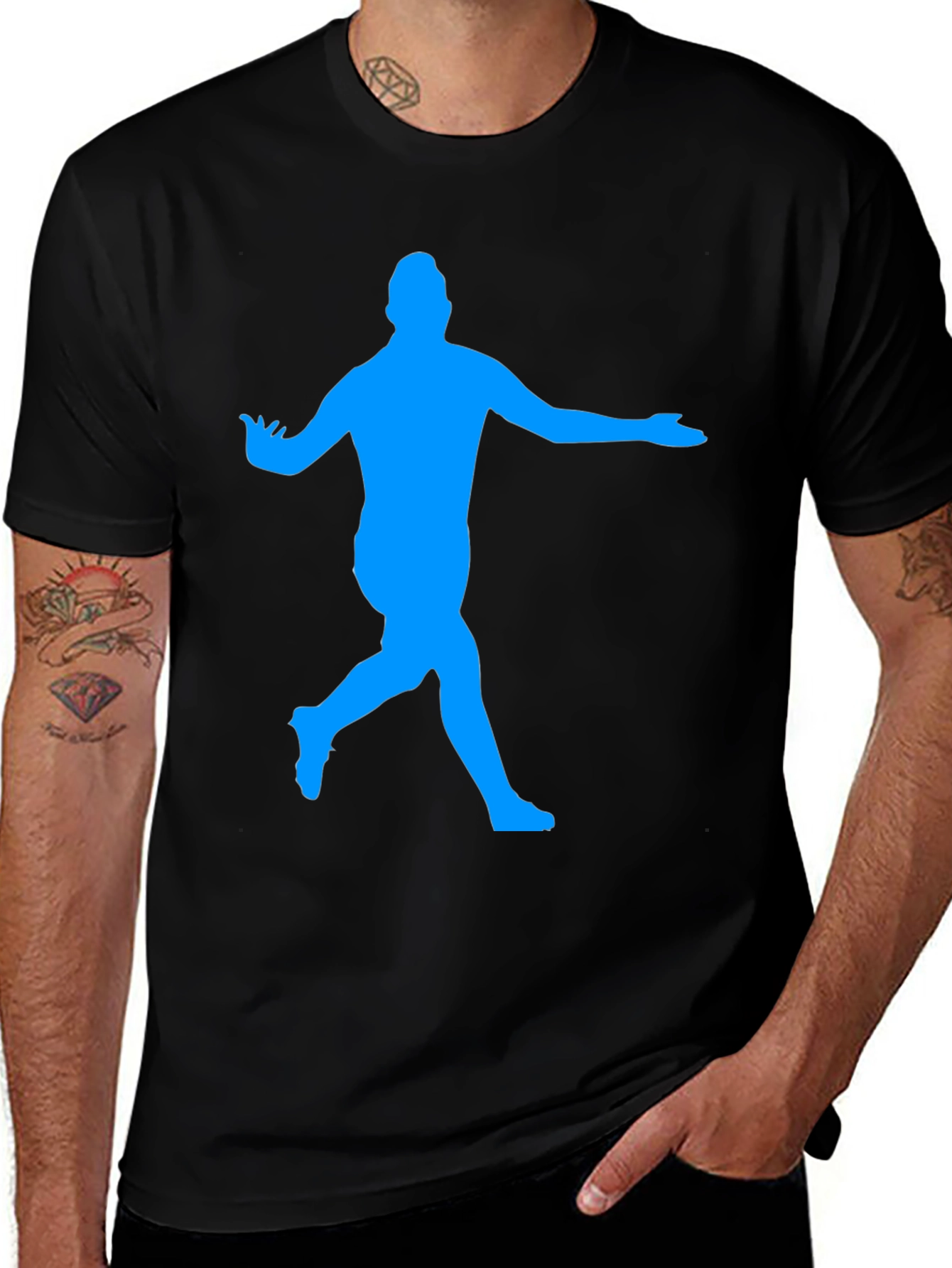 Soccer Star Silhouette Black T-Shirt