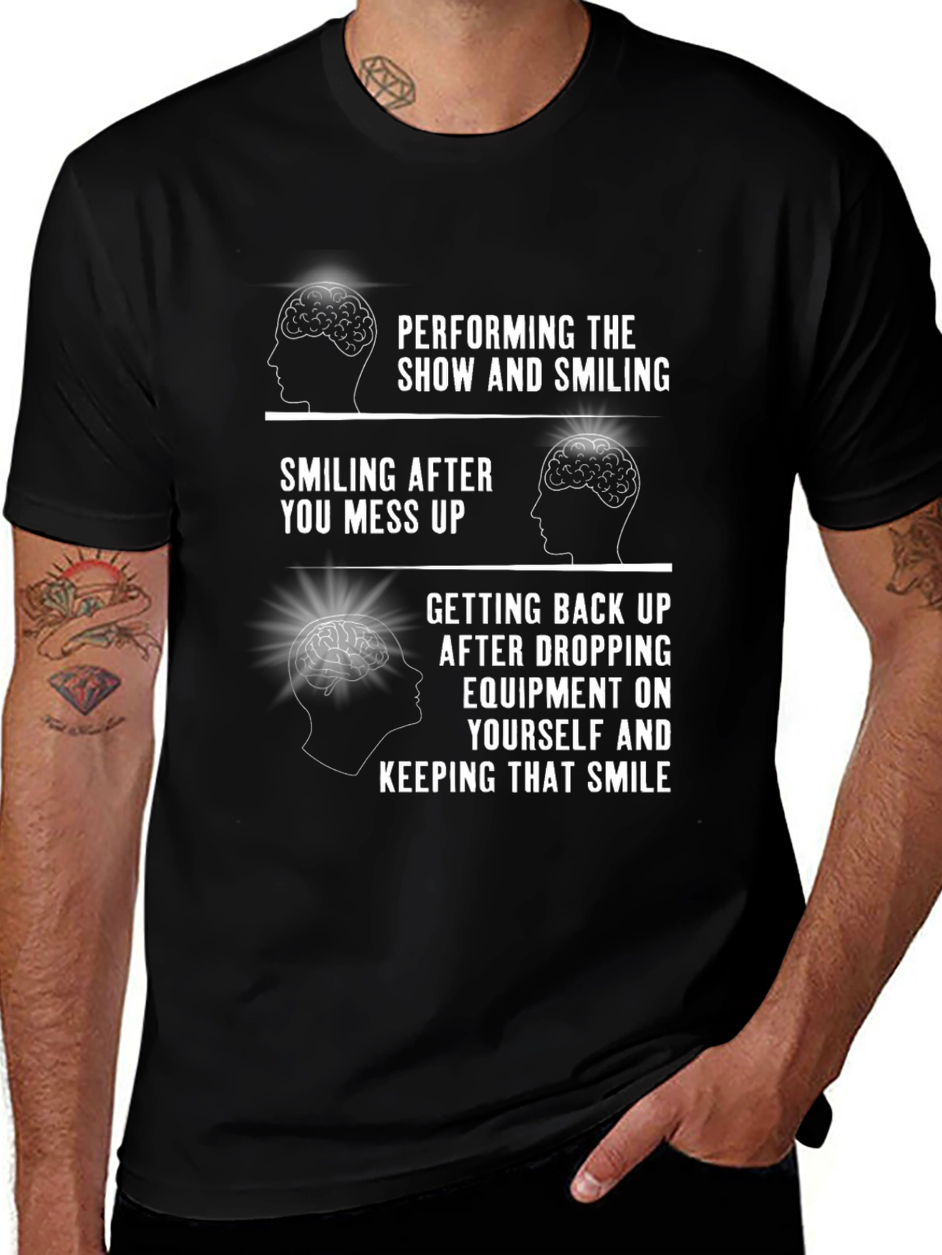 Performing Smiling Brain Black T-Shirt