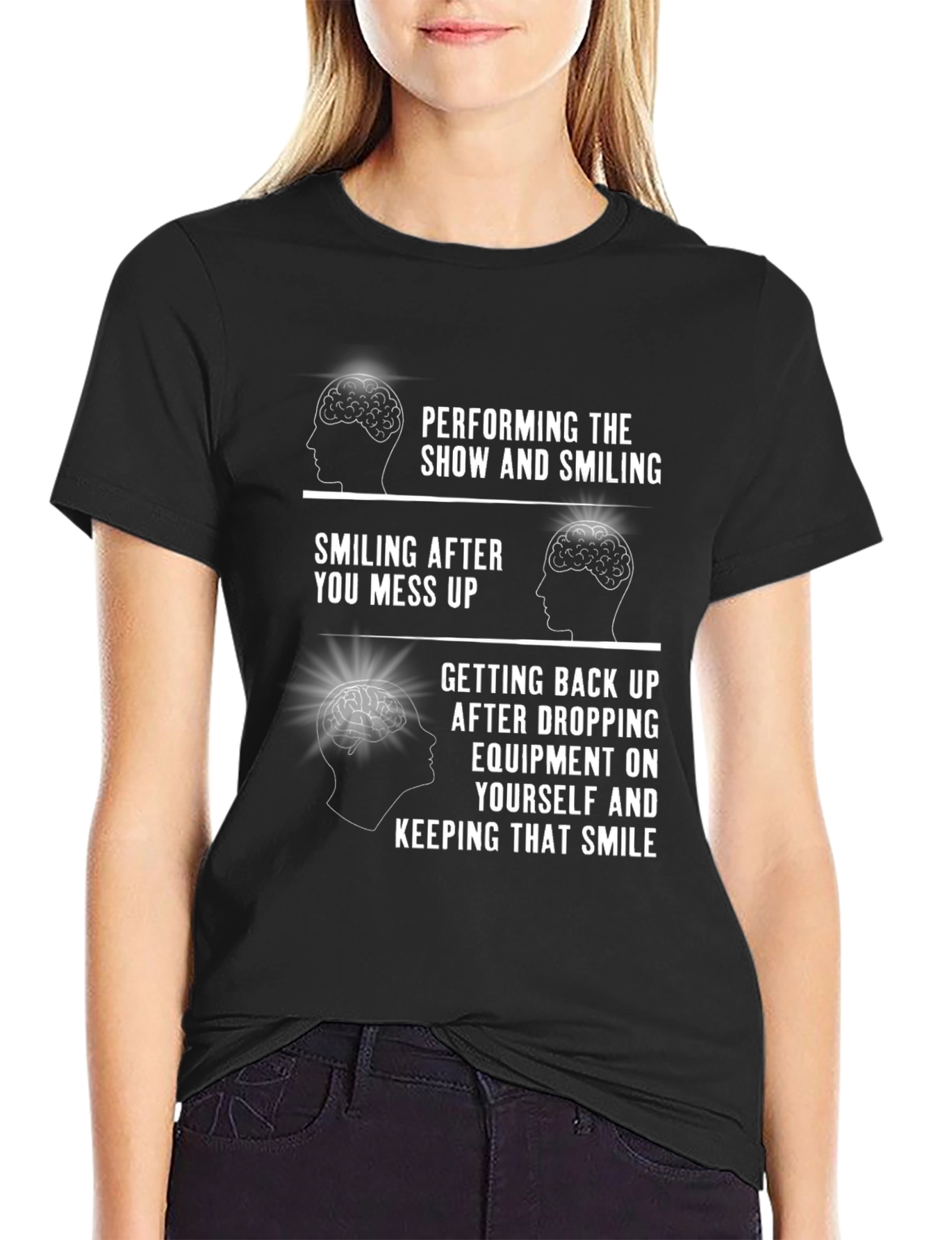 Performing Smiling Brain Black T-Shirt