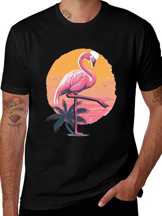 Flamingo Sunset Graphic Tee - Tropical Summer Vibes