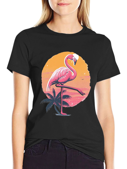 Flamingo Sunset Graphic Tee - Tropical Summer Vibes