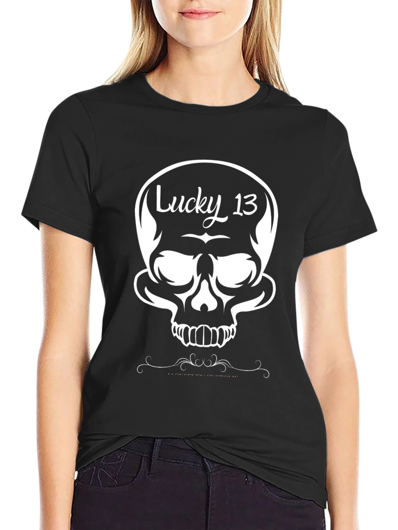 Lucky 13 Skull Graphic Black T-Shirt