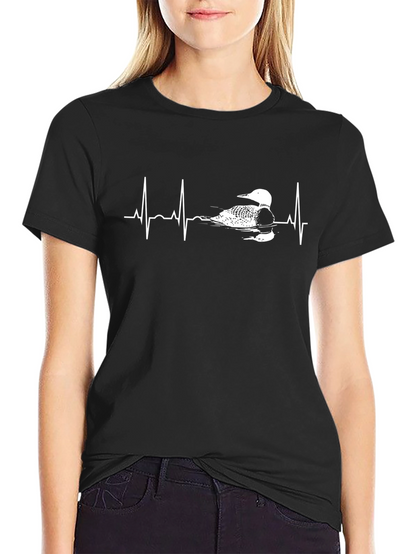 Loon Heartbeat T-Shirt - Black Graphic Tee