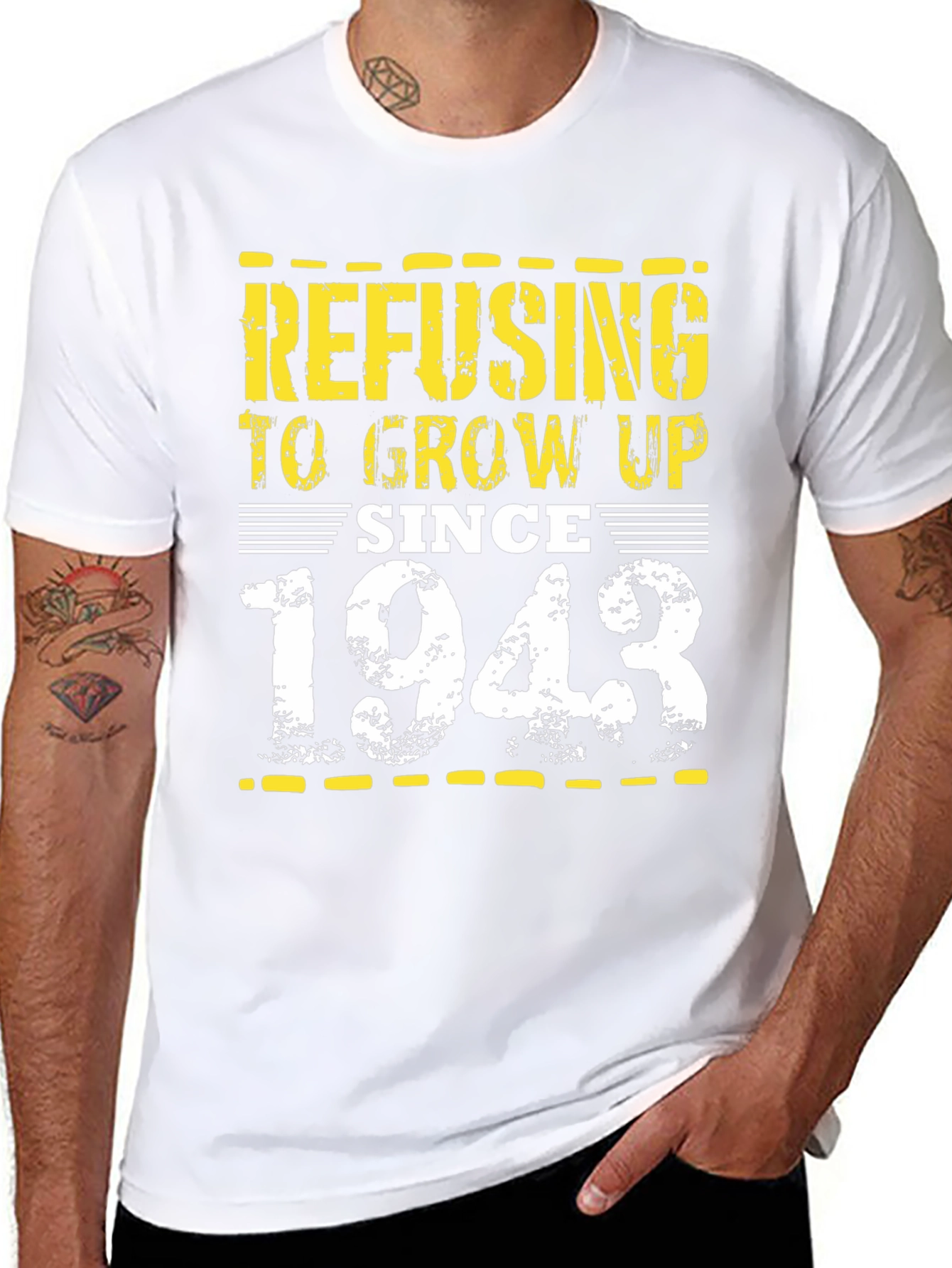 Refusing to Grow Up Since 1943 - Novelty T-Shirt