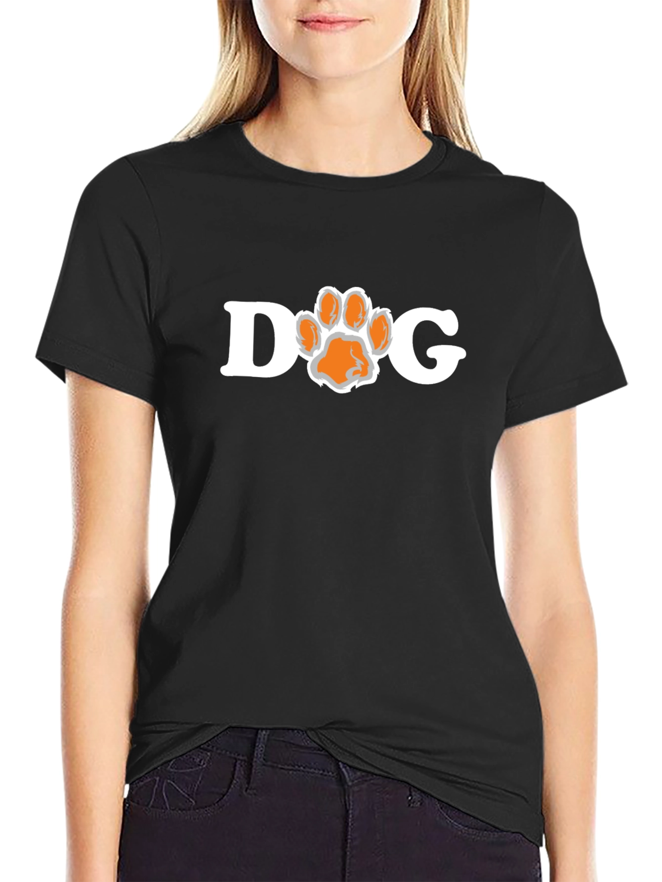 Dog Paw Print T-Shirt - Black